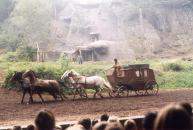 Die Postkutsche in voller Fahrt ...